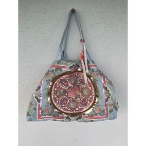 Debbie Katz South Beach Boho Embroidered Tote Bag Colorful Floral Pattern